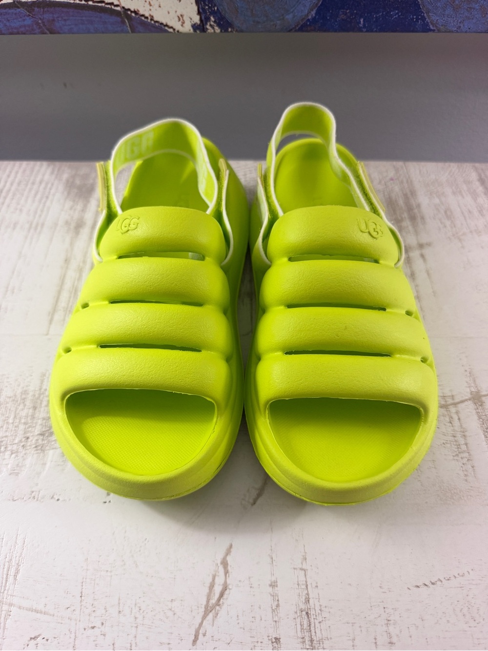 UGG Kids Neon Lime Foam Slide Sandals